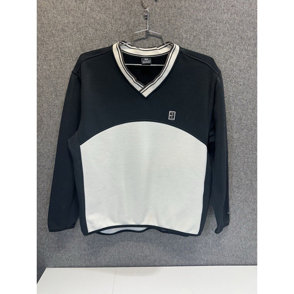 Vintage 1990s Nike Embroidered Mini Swoosh V-Neck Sweatshirt Size M